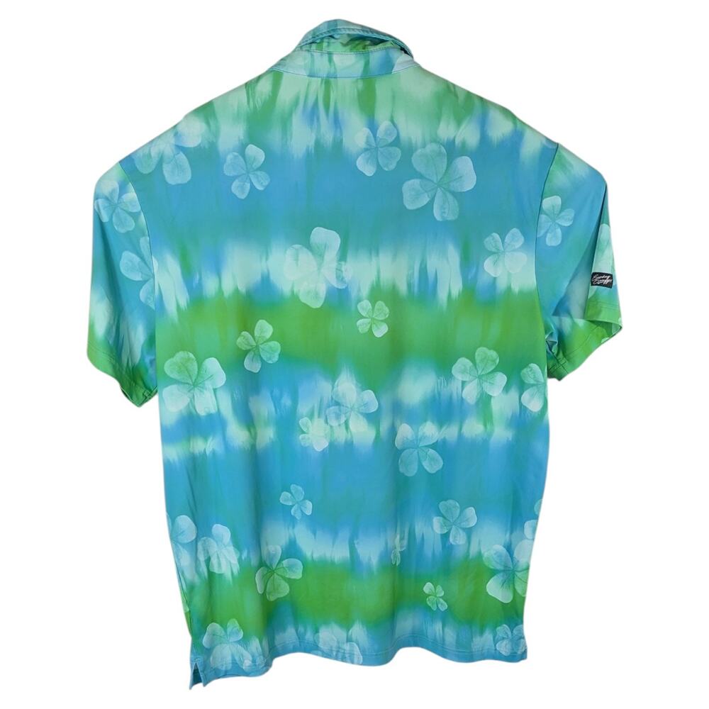 Sunday Swagger Mens Golf Polo Shirt 2xl Green 4 Leaf Clover Lucky Blue Patricks View 3